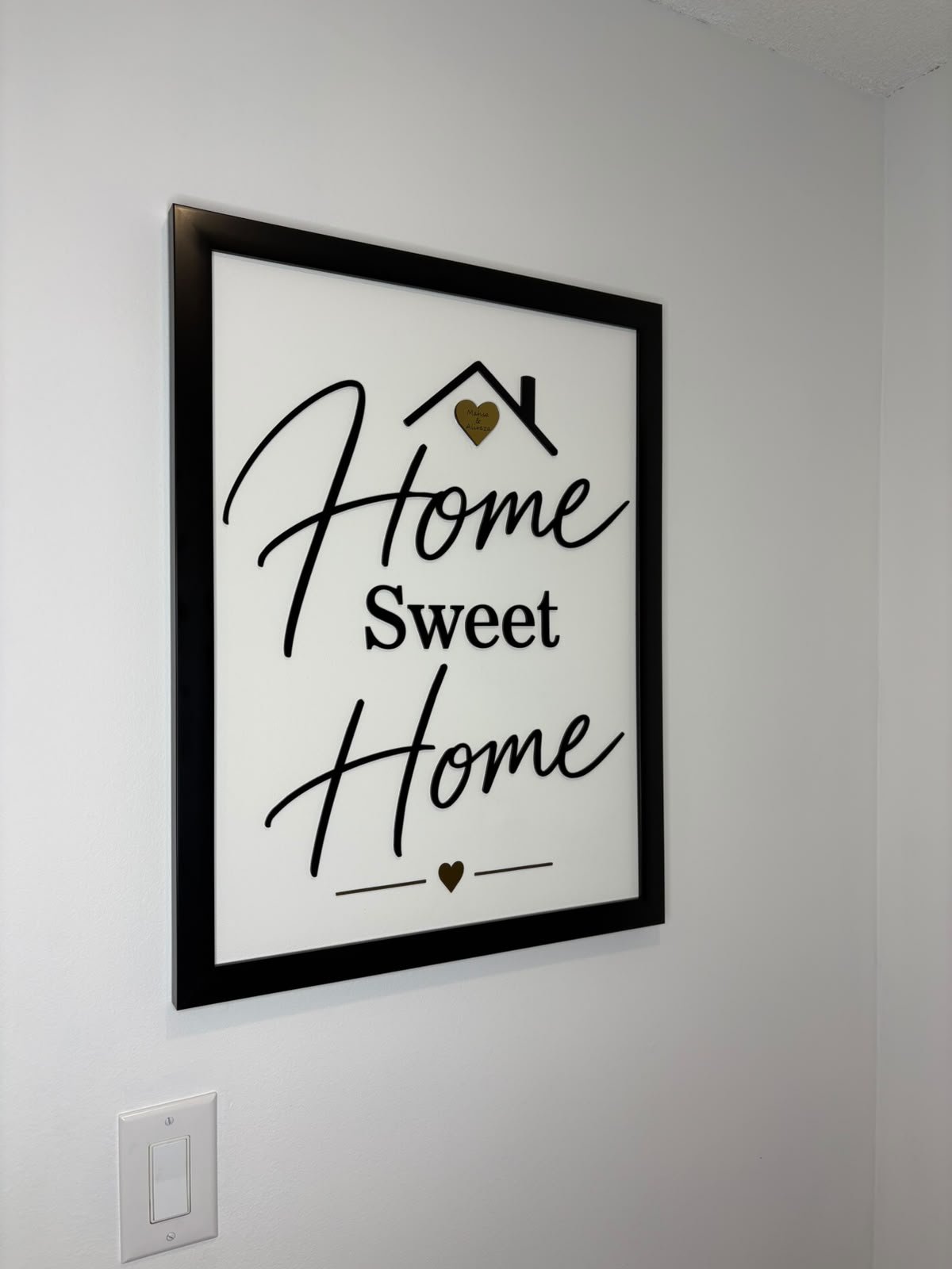 Home Sweet Home dimensional frame mounted on a wall